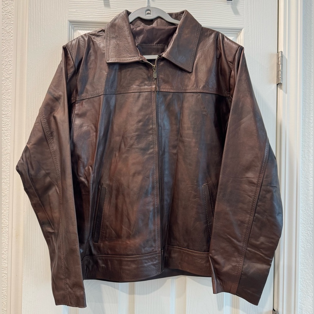 Men's Brown 100% Leather Jacket - XL - Picture 4 of 6